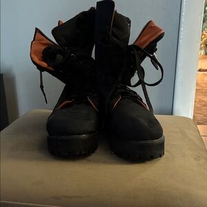 POSTER GIRL Black and Orange Combat Boots